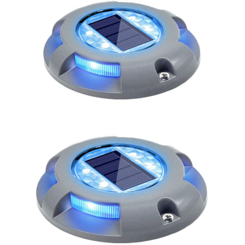 Lampy solarne mostowe do podjazdu, zewnętrzne lampy solarne LED, wodoodporne do ogrodu, na pomost, ścieżkę, podwórko, 2 sztuki (niebieskie)
