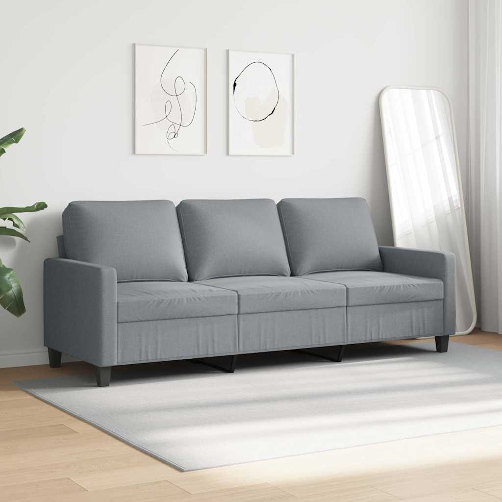 Sofa 3-osobowa, jasnoszara, 180 cm, tapicerowana tkaniną