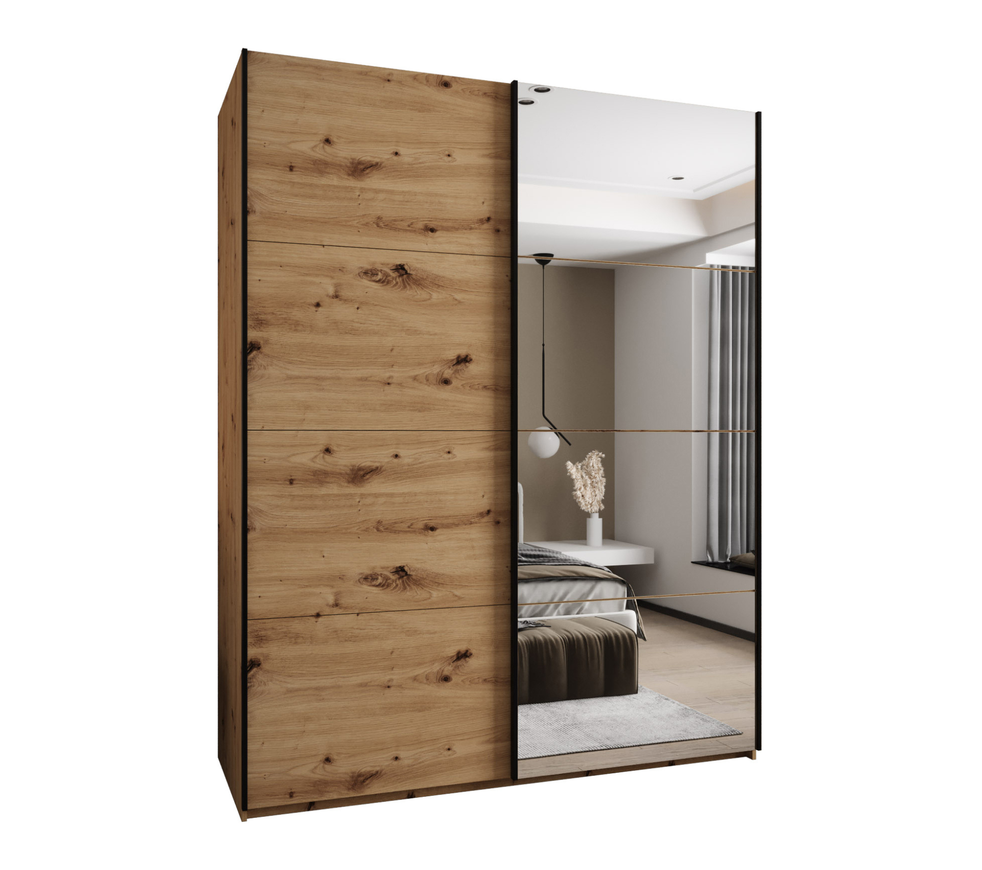 Szafa przesuwna wysoka Lux 3 190 x 64 x 245,5 cm artisan + artisan + u. czarny - Abiks Meble