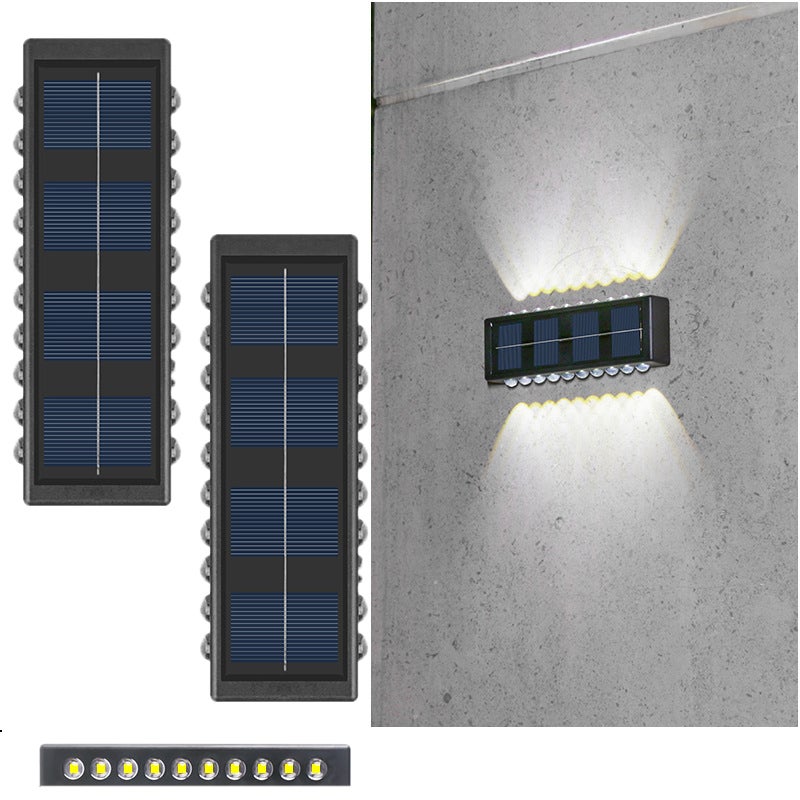 Lampa solarna zewnętrzna 20 LED IP65, biała, do ściany, na taras/schody, 2szt.