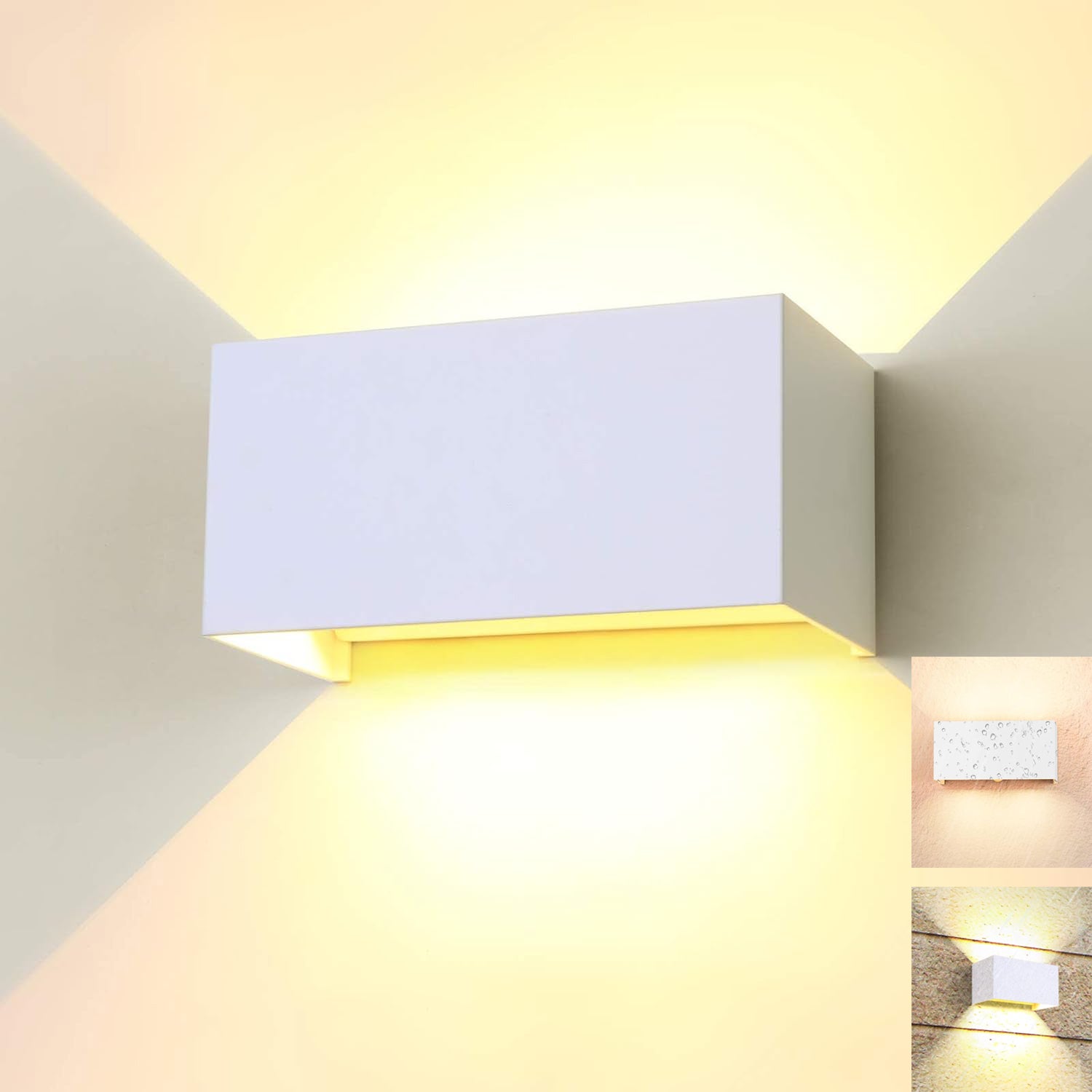 Zewnętrzna lampa ścienna 24 W, wewnętrzna/zewnętrzna lampa ścienna, wodoodporna IP65, ciepłe białe światło 3000 K, biała