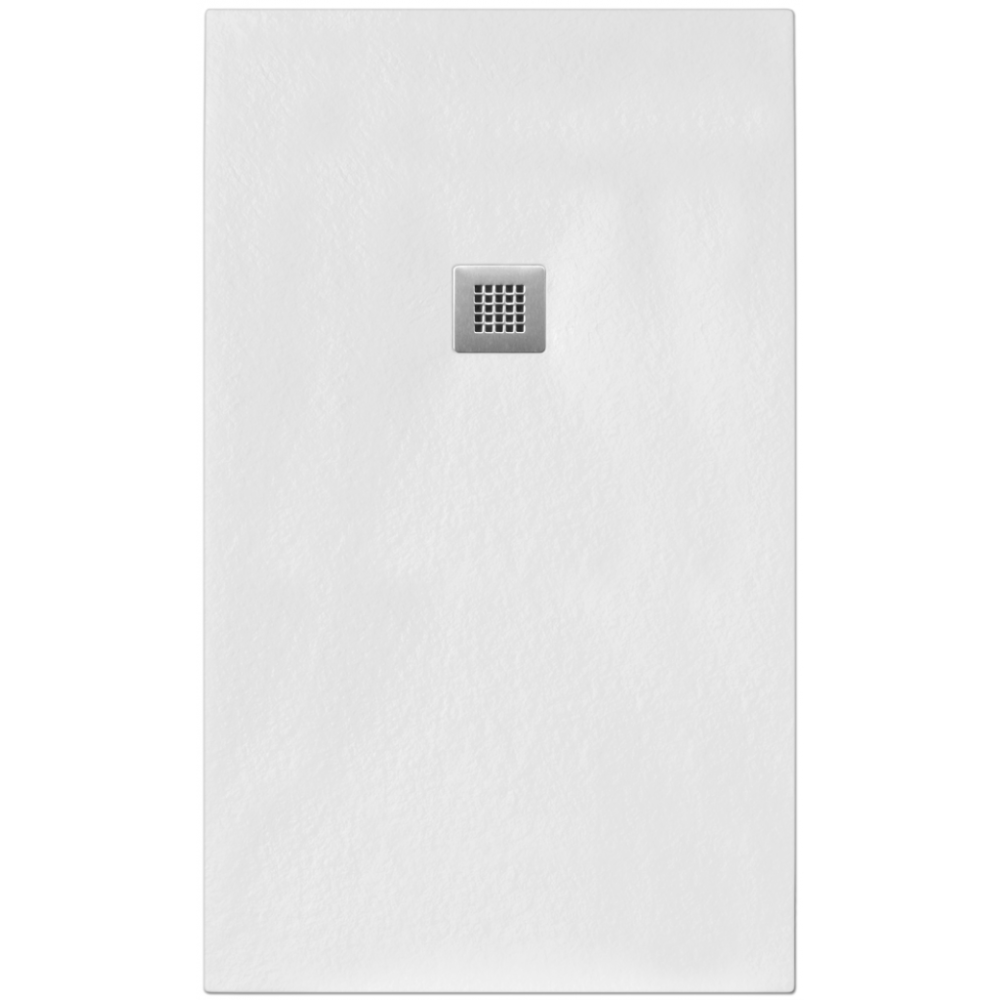 Brodzik Vulcano Line Slim 90x140 cm, biały + kabina prysznicowa 90x140 cm z jedną stałą taflą szkła i centralnym otworem z 4 taflami szkła - FRASCIO
