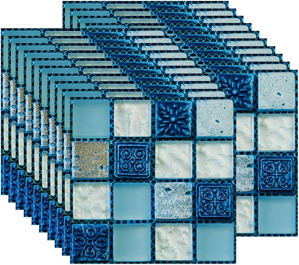 20 sztuk Naklejka na płytki, Samoprzylepna tapeta odporna na ciepło Wodoodporny panel tylny do kuchni (10 x 10 cm / 4 x 4 cale)