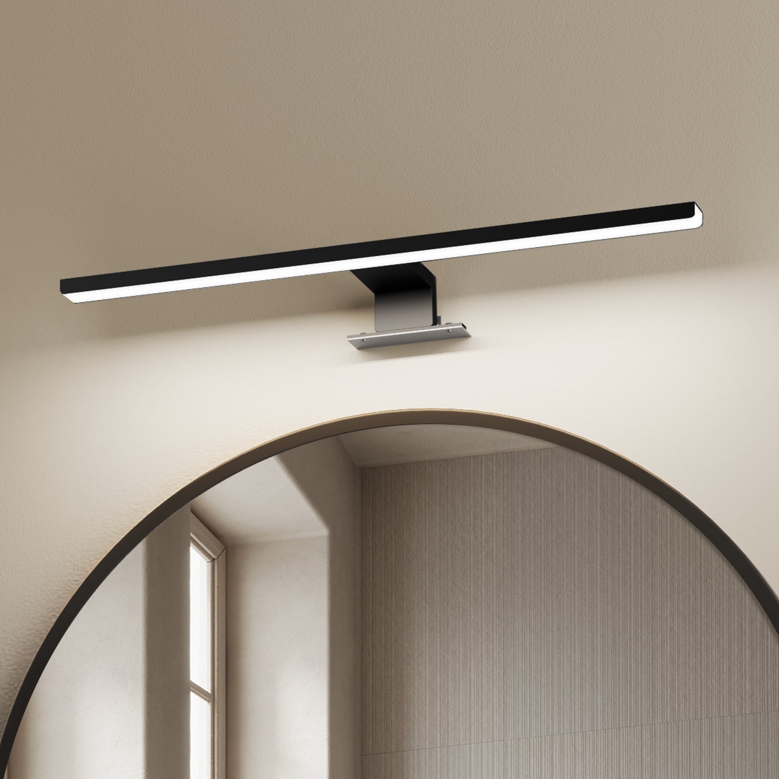 EMKE Kinkiet łazienkowy LED L.40 cm – lampa lustrzana LED do łazienki 8W, zimna biel 6000K, IP44, czarny