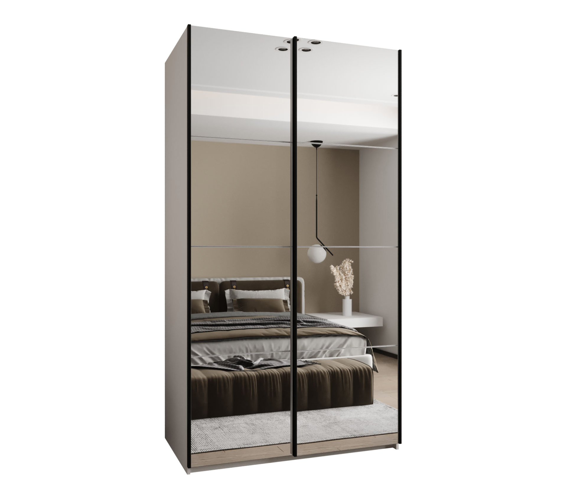 Szafa przesuwna wysoka Lux 2 130 x 64 x 245,5 cm biały + biały + u. czarny - Abiks Meble