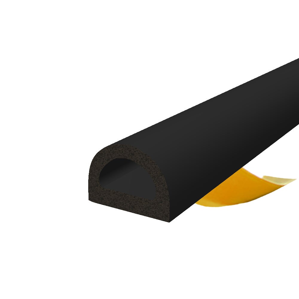 Uszczelka samoprzylepna EPDM D 21x15 mm czarna do okien i drzwi 50 m
