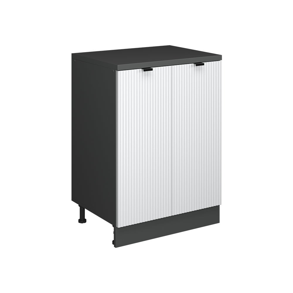 Vicco Szafka rozszerzająca Rion, Białe pofałdowanie/Antracyt, 60 x 46 cm bez skosu z 2 drzwiami
