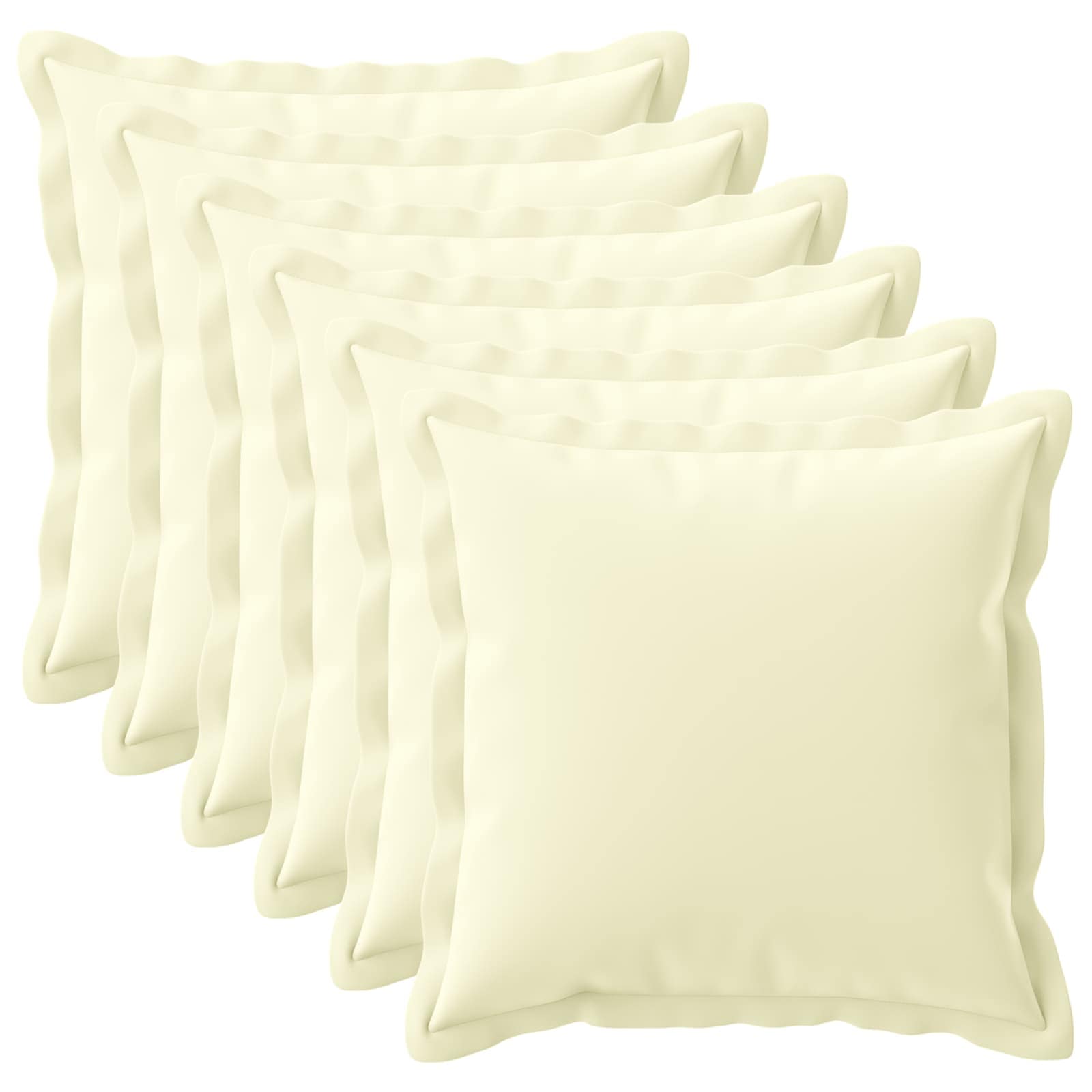 6x Poszewka Dekoracyjna na Poduszkę 80x80 cm Kremowa