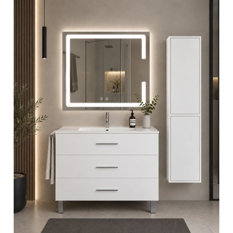 Szafka łazienkowa z umywalką ORIGENBATH RIBERA bez lustra 60x35 cm biały z kolumną