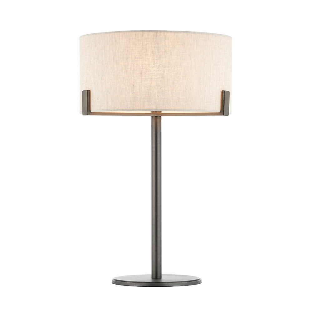 Lampa stołowa minimalistyczna szczotkowana brązowa z abażurem 1xE27 60W HAYFIELD Endon