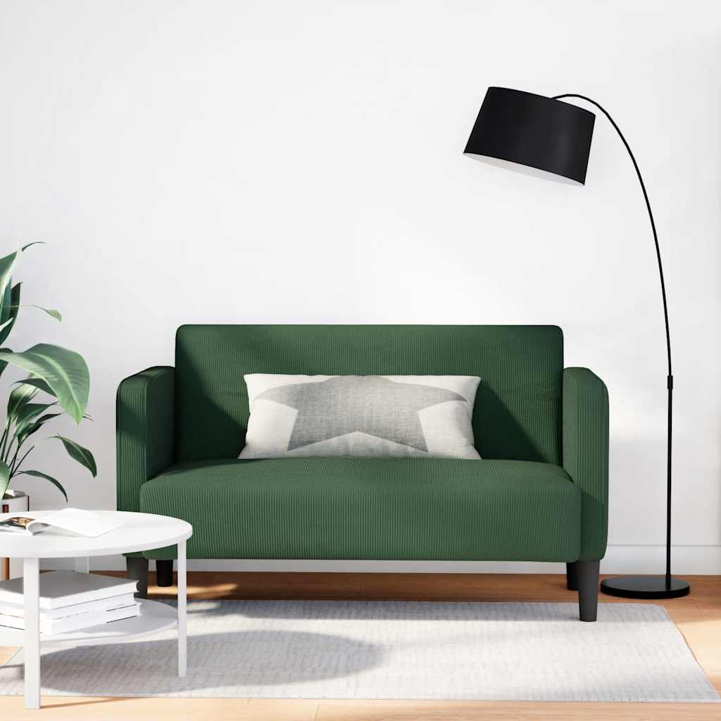 Sofa dwuosobowa ciemnozielona 109 cm Tkanina sztruksowa vidaXL