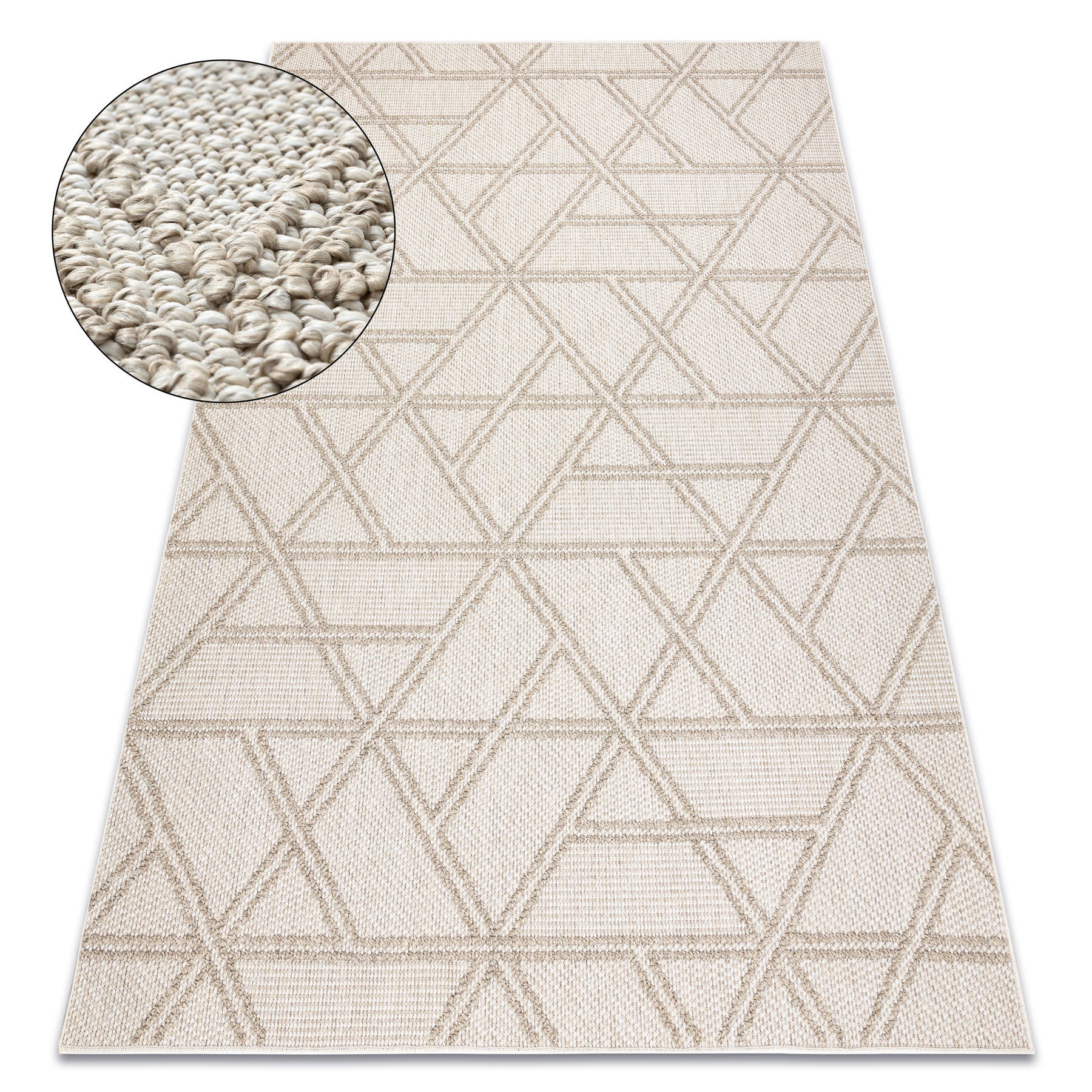 Dywan JERSEY 19241 beż - Romby, geometryczny pętelkowy, strukturalny BOHO 180x270 cm