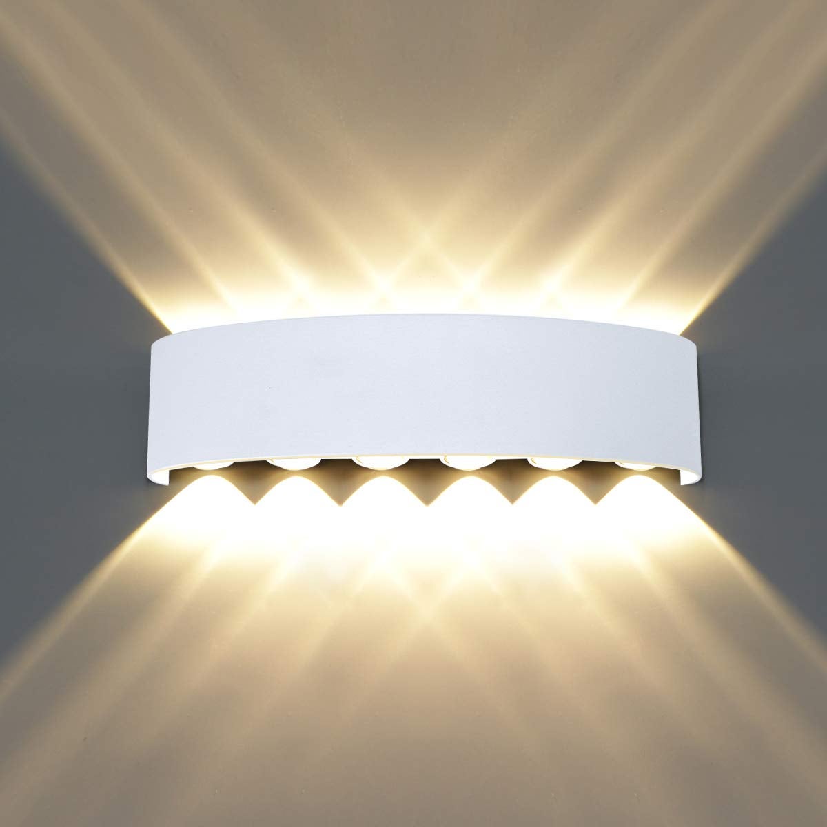 Wodoodporny kinkiet, lampa ogrodowa do willi, 12W, aluminium, kolorowe światło, odpowiednia na balkon i taras