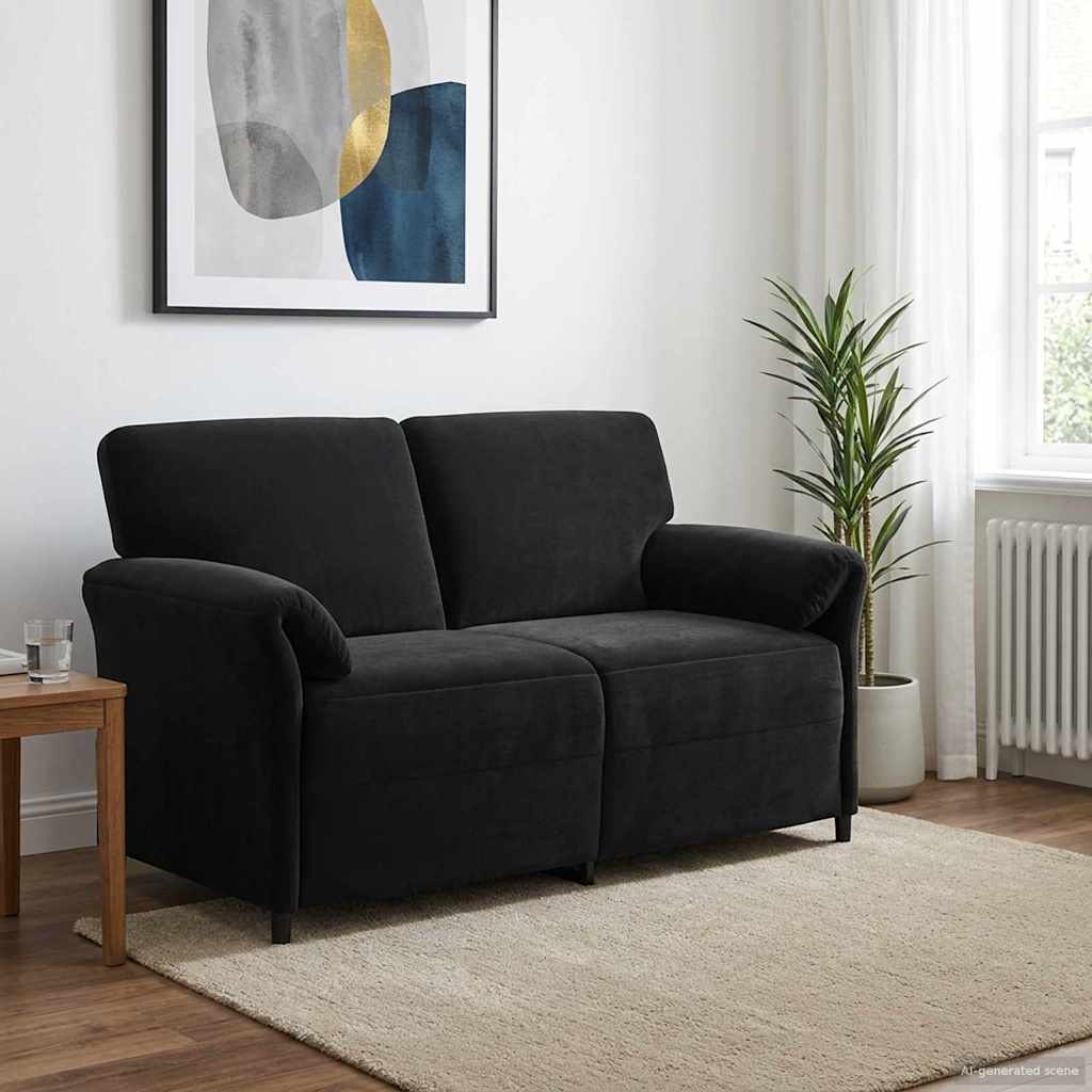 Sofa dwuosobowa Czarny 158 x 83 x 95 cm Welur vidaXL
