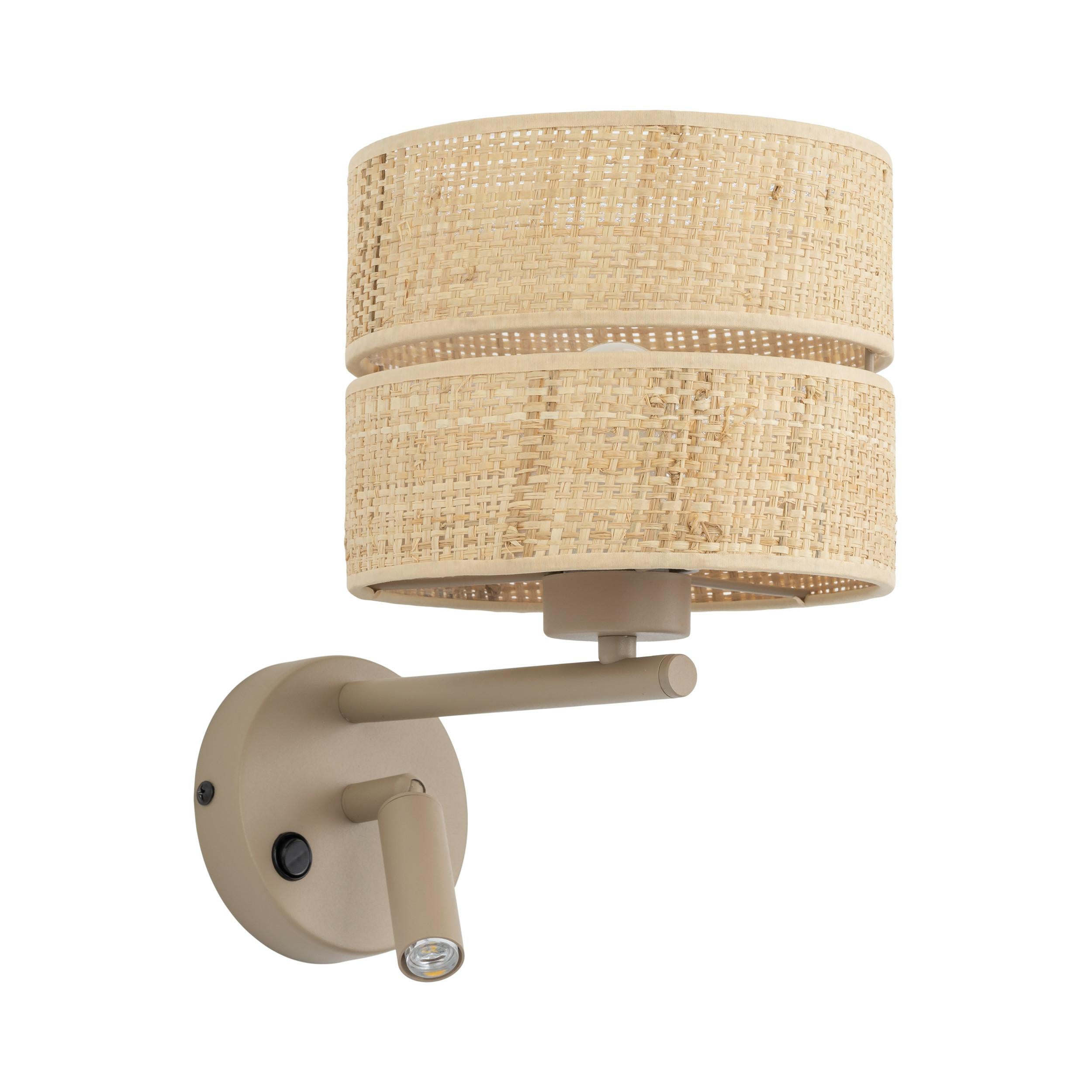 Kinkiet ścienny TK Lighting CALMA beżowy rafia 1xE27 1xG9 20x31x28 cm 1 szt.