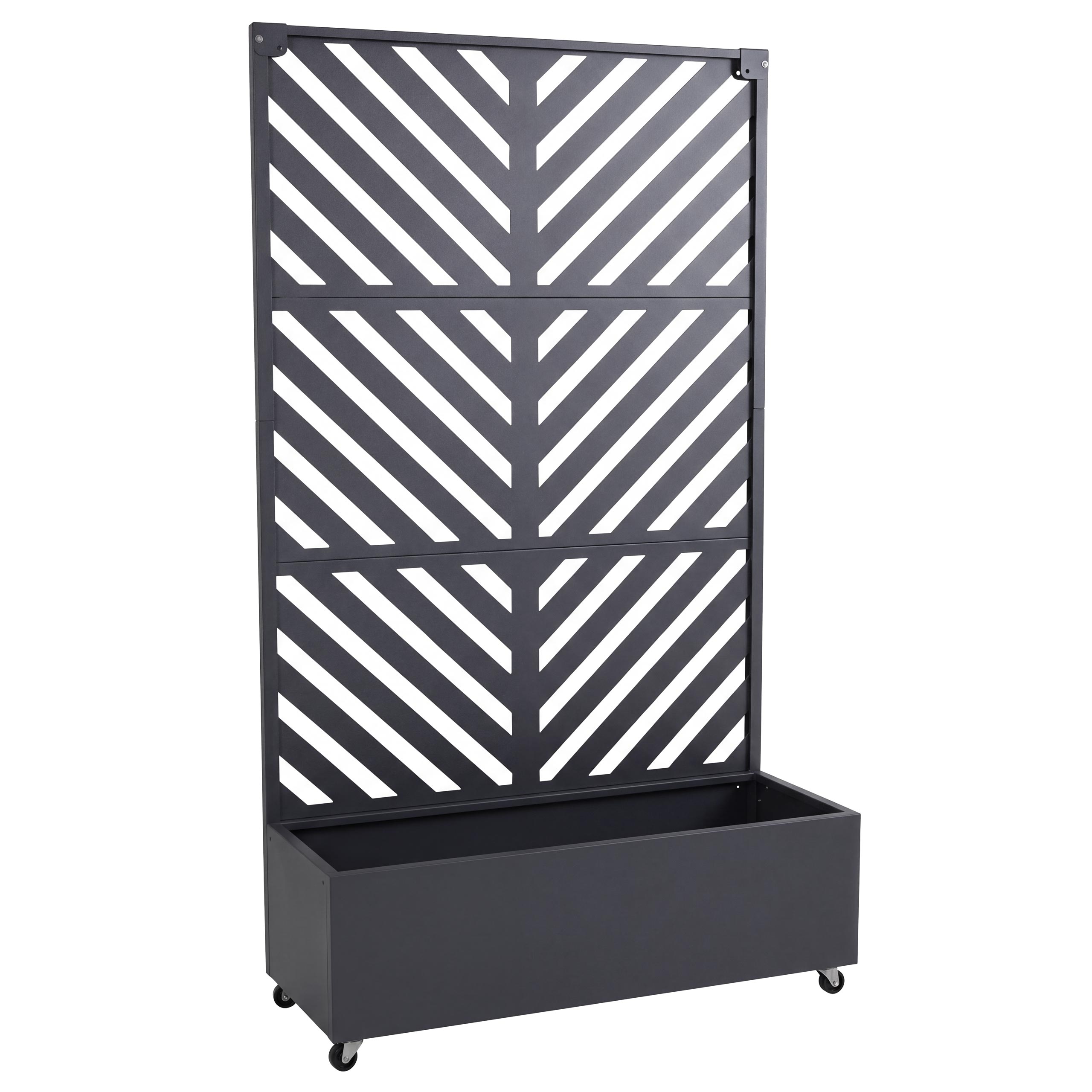 Kratka wspinakowa z donicą HWC-R38, donica, skrzynka na kwiaty, kratka, metalowa 186 x 108 x 41 cm ~ antracyt