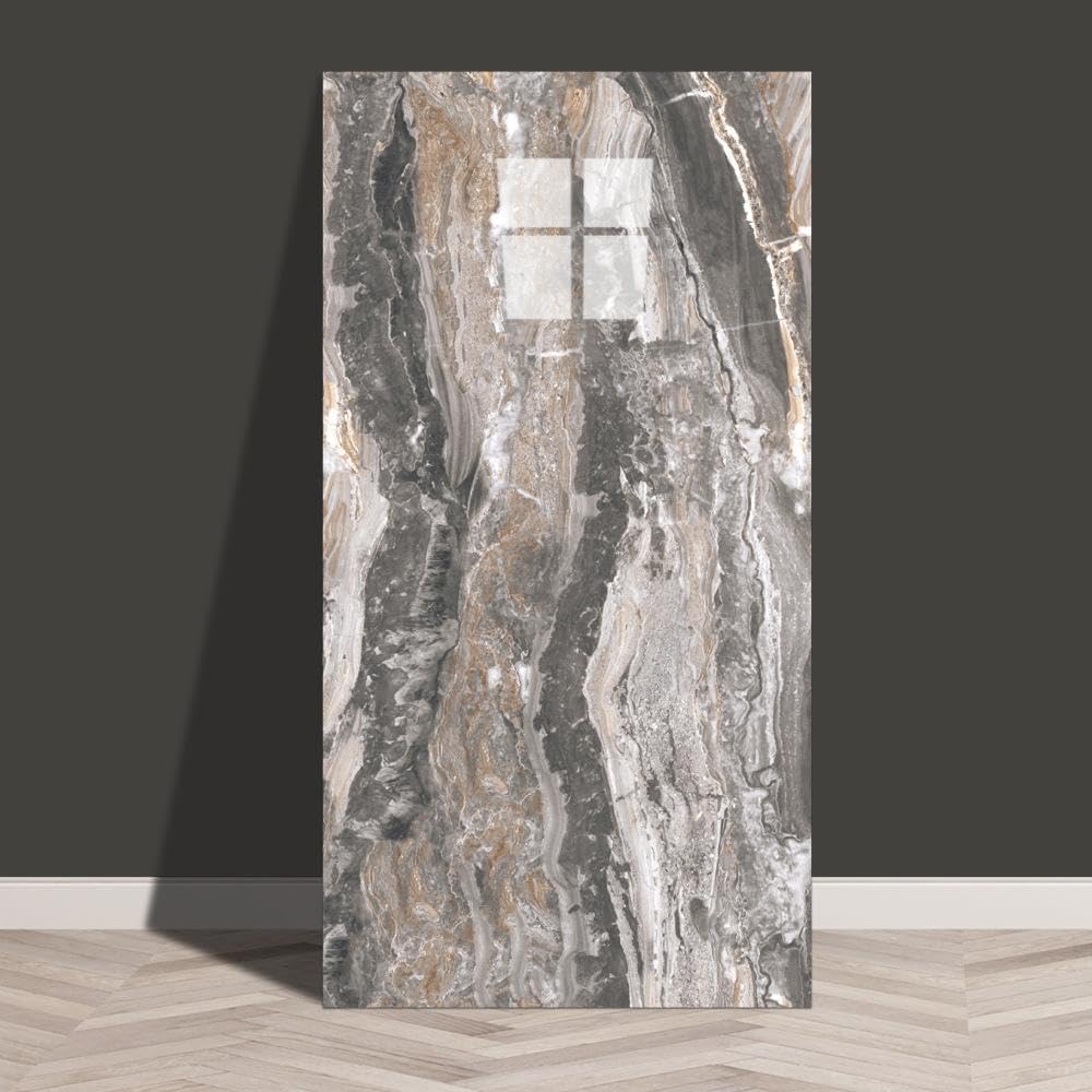 Zestaw 10 tapet, styl współczesny – Wodoodporna tapeta z efektem marmuru, samoprzylepna, usuwalna, 30 x 60 cm, szary E