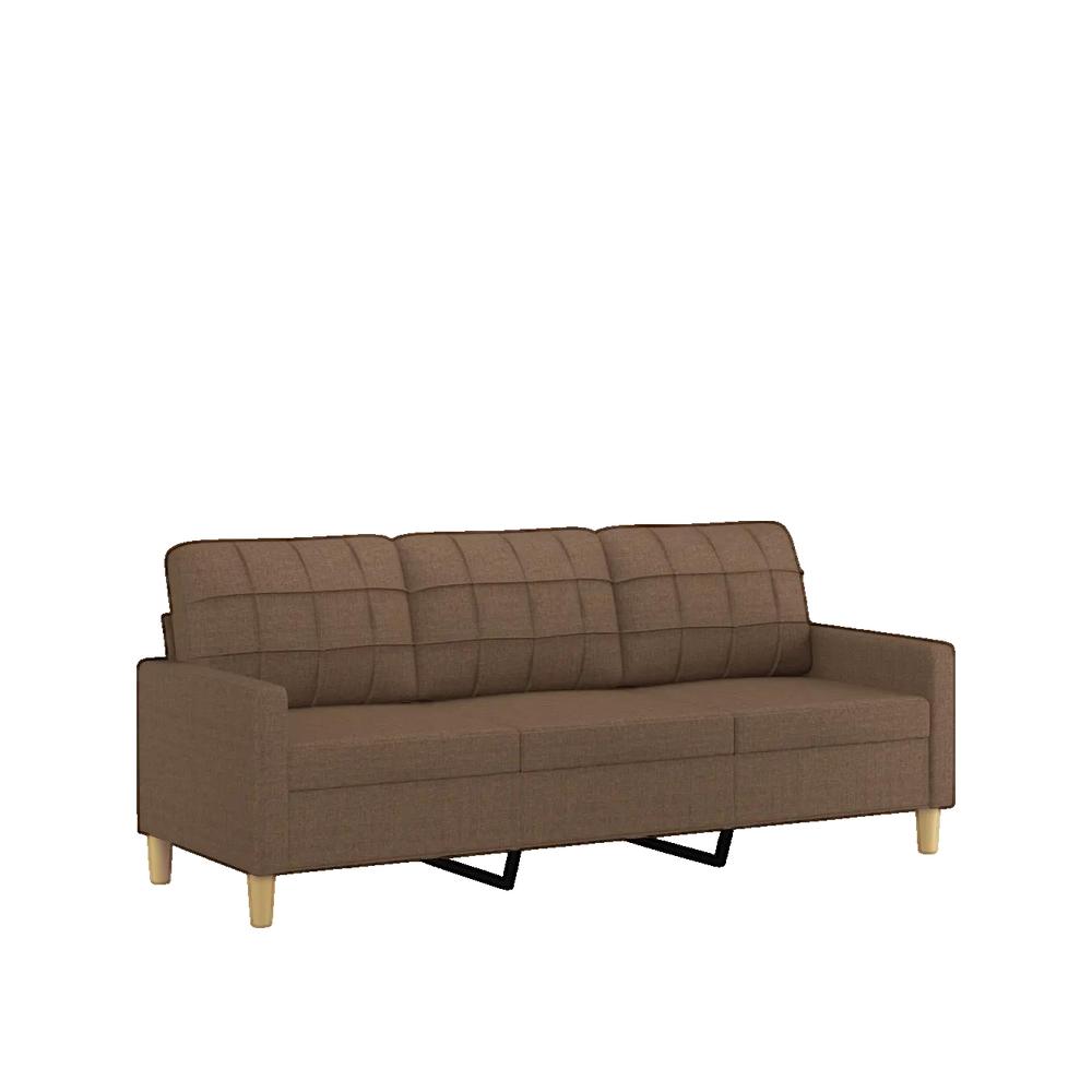 Sofa 3-osobowy vidaXL tkanina brązowa solidna metalowa rama