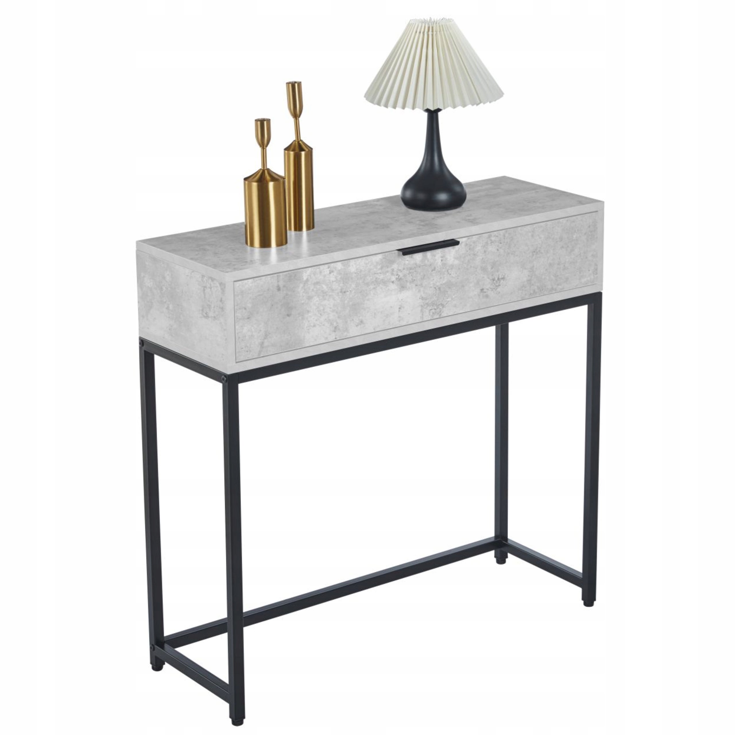 Konsola z szufladą do przedpokoju i salonu 80 x 28 cm kolor beton jasny FURNITEX KN2-FX