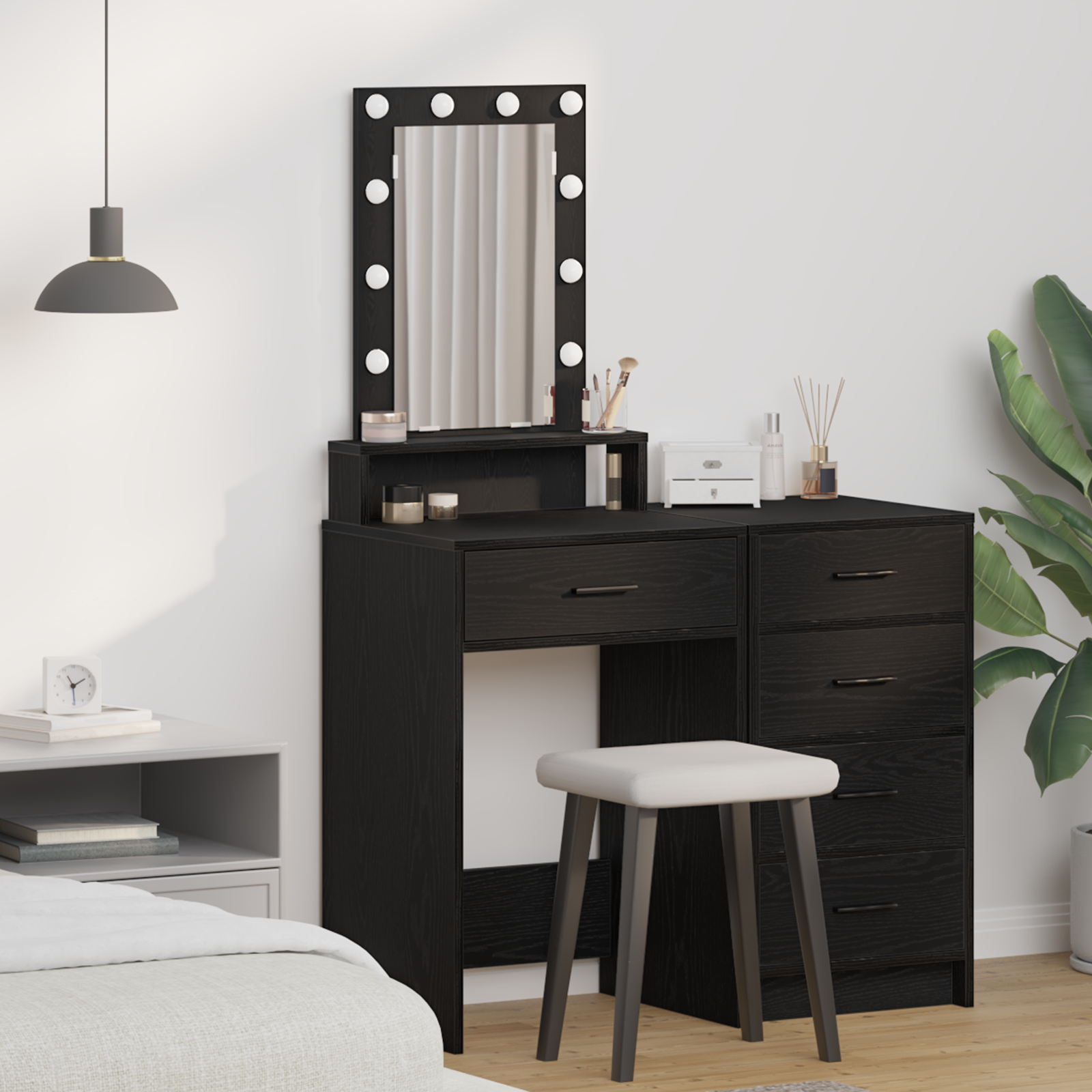 vidaXL Toaletka Czarny 50 x 41 x 140 cm Materiał drewnopochodny