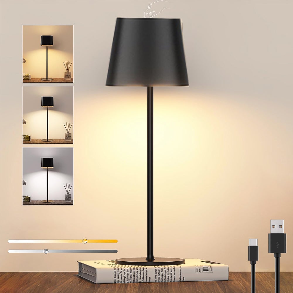 Akumulatorowa bezprzewodowa lampka biurkowa LED, ściemnialna, sterowana dotykiem lampka nocna LED, przenośna lampka do czytania