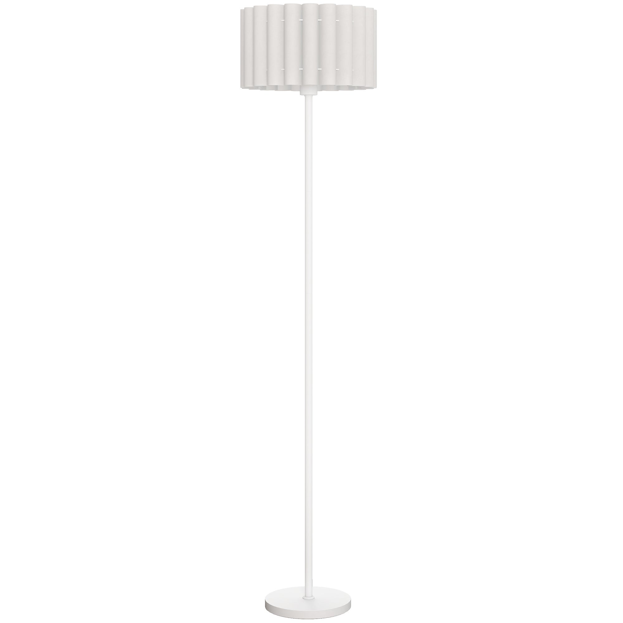 Lampa podłogowa w stylu retro, klosz z tworzywa sztucznego, włącznik nożny, trzonek metalowy, kolor biały