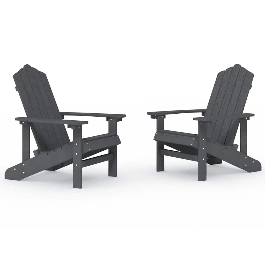 2x Krzesło Adirondack Ogrodowe HDPE Antracytowe na Taras z Podłokietnikami
