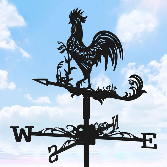 Wietrznik ze stali nierdzewnej - Kogut - Wietrznik metalowy - Wskazówka kierunku wiatru - Do zewnętrznego dachu, ogrodu, podwórka, farmy, dekoracji