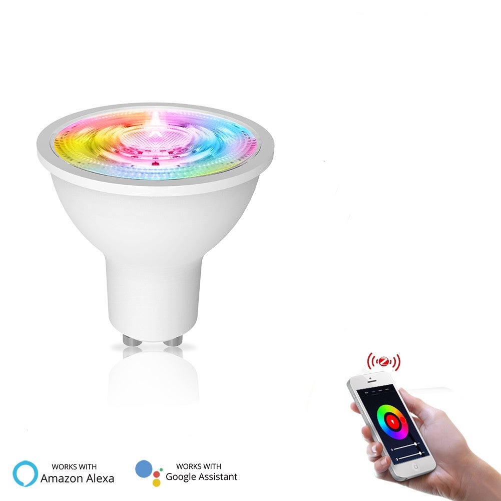 (Zestaw 1) Żarówki LED GU10, ściemnialna lampa punktowa o mocy 5 W, zmieniająca kolor, z pilotem, RGB + zimna biel, timer, kąt wiązki 36° [Klasa energ