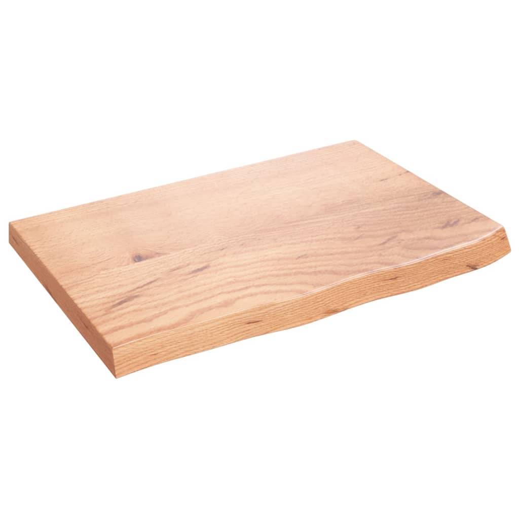 Blat Łazienkowy Lakierowany z Litego Drewna 60x40x(2-4) cm Jasnobrązowy