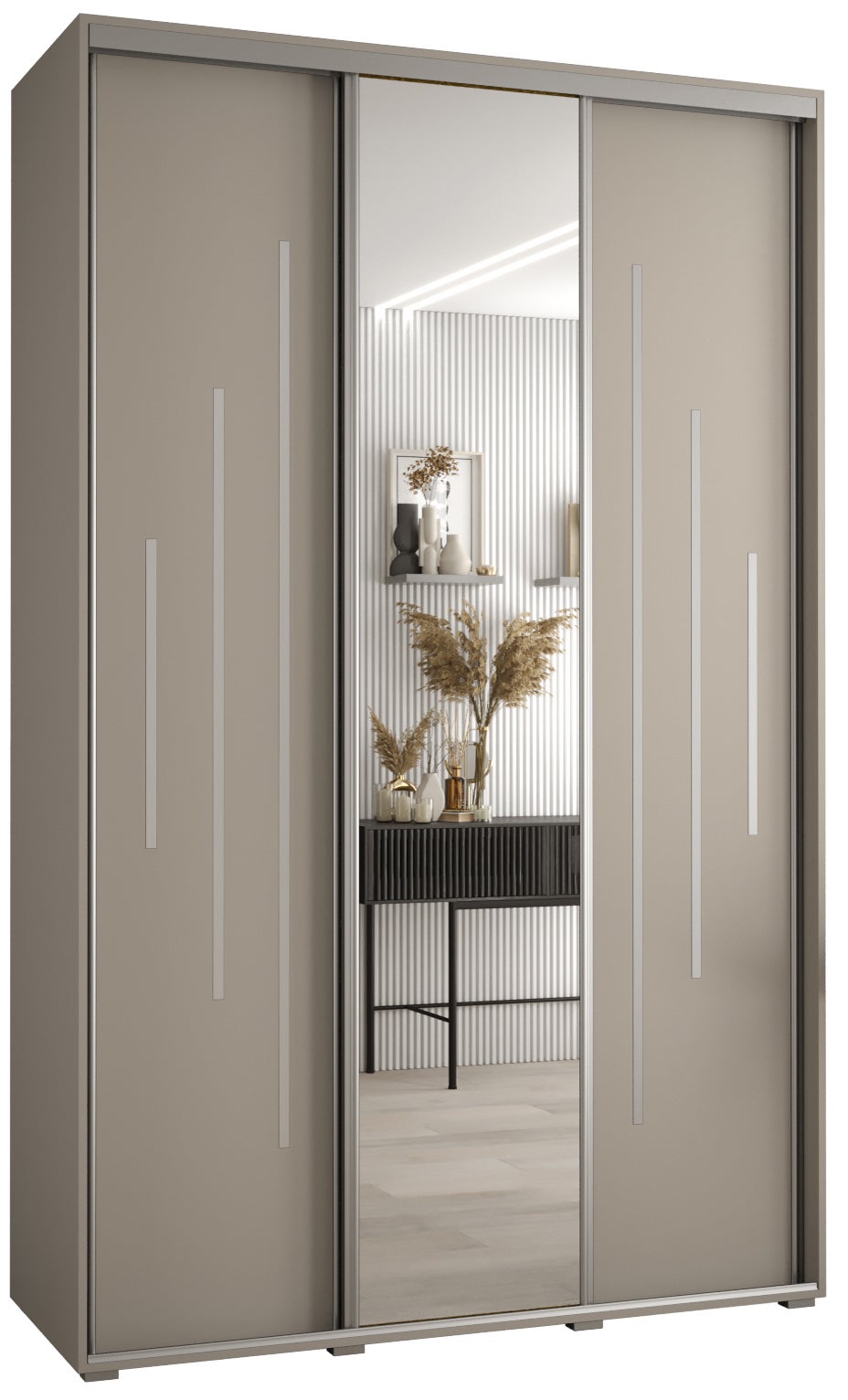 Szafa przesuwna z lustrem wysoka Dakota 13 160 x 60 x 235,2 cm kaszmir + u. Srebrny - Abiks Meble