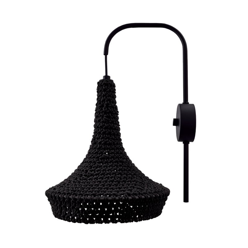 Kinkiet ścienny boho czarny bawełna MAHAKA 1xE27 20W Shilo