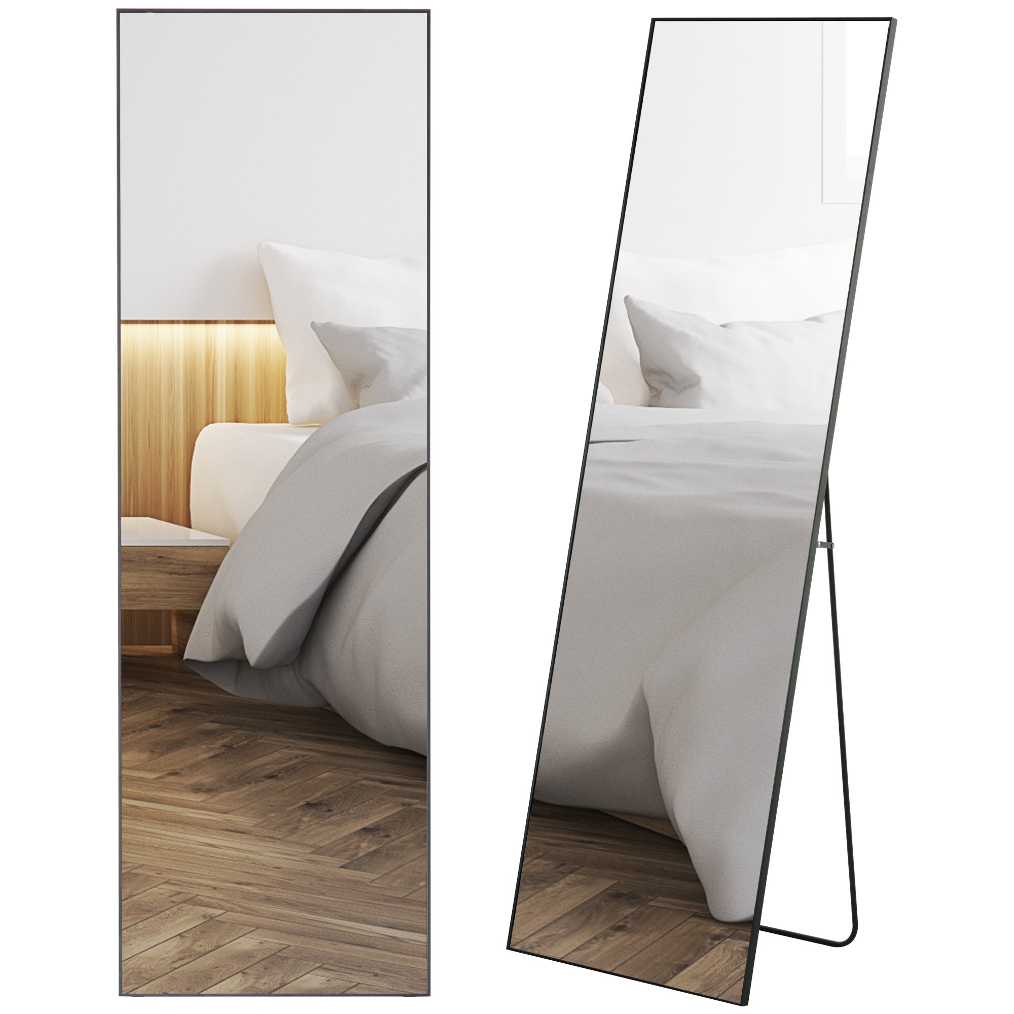Lustro stojące z aluminiową ramą 50 × 161.5 cm – czarny