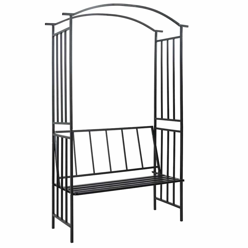 Pergola Ogrodowa z Ławką Żelazna Czarna do Roślin Pnących