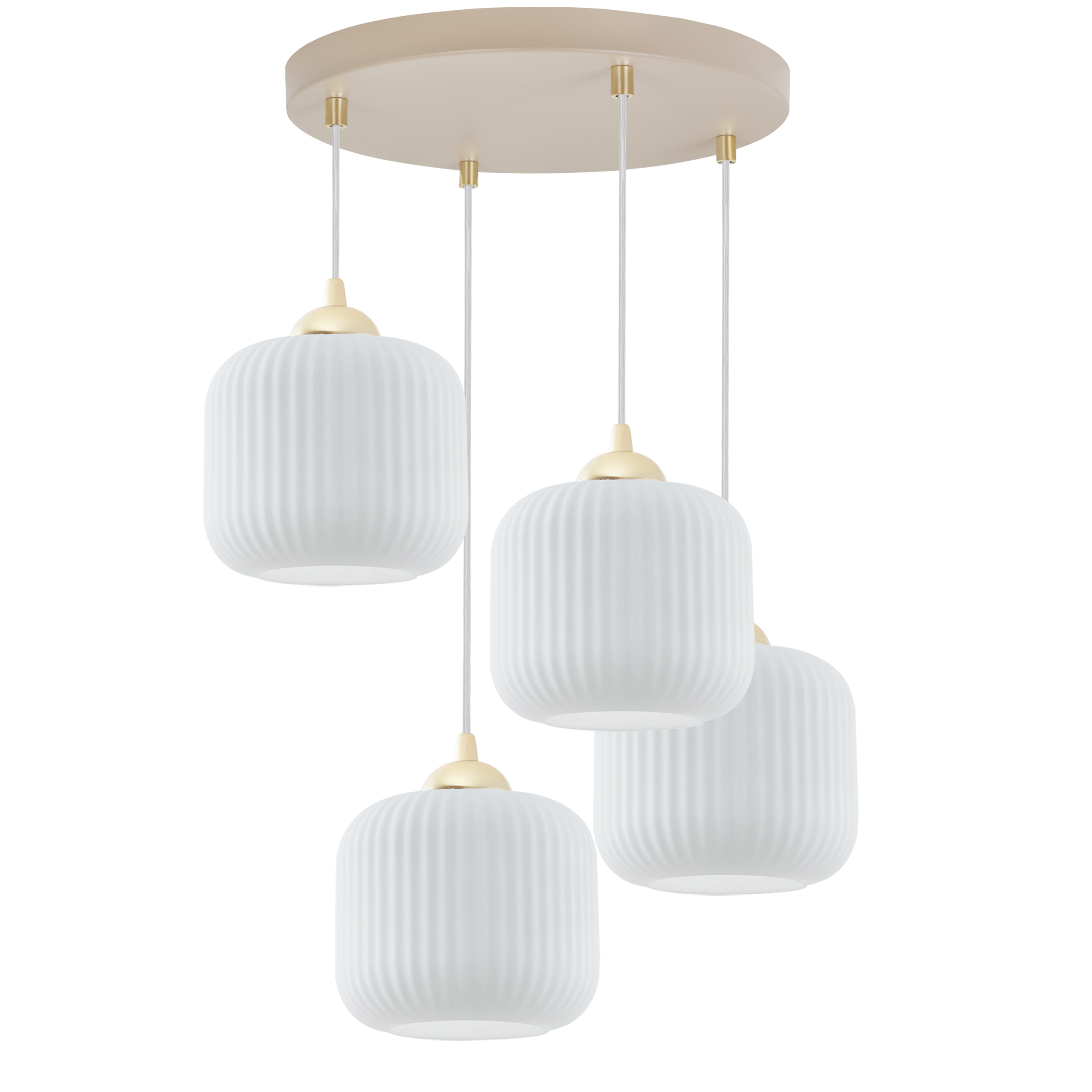 Lampa sufitowa wisząca Light Home LH Riffle okrągła 4xE27 kaszmir/złoty klosz biały 15cm walec