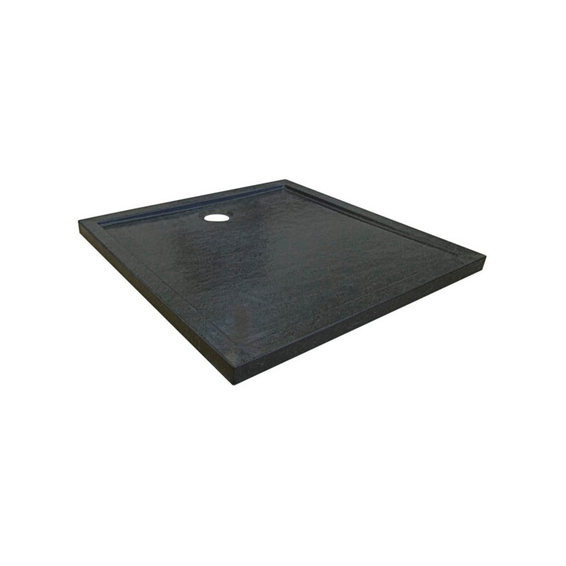 Brodzik do kabiny prysznicowej David BL Slim 80x80x4,5 cm czarny, struktura kamienia