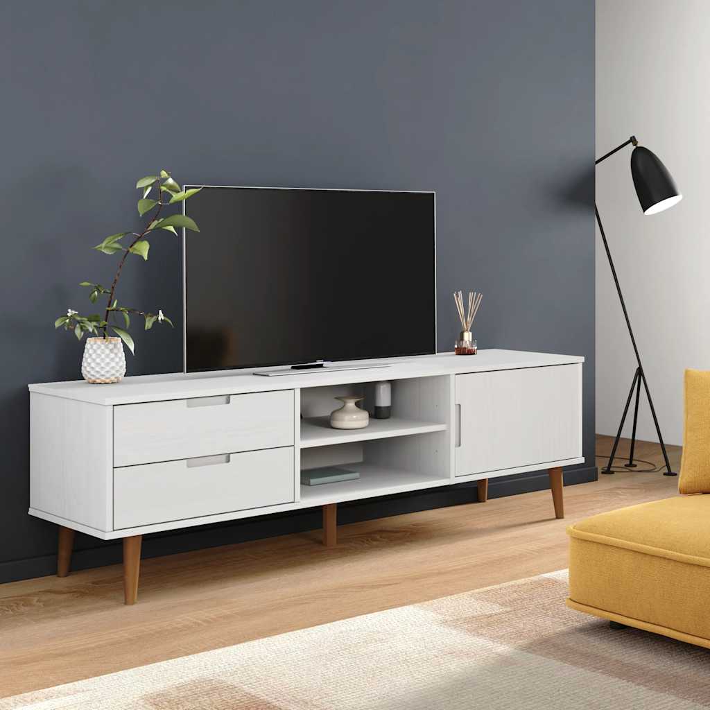 Szafka TV MOLDE, biała, 158x40x49 cm, lite drewno sosnowe vidaXL