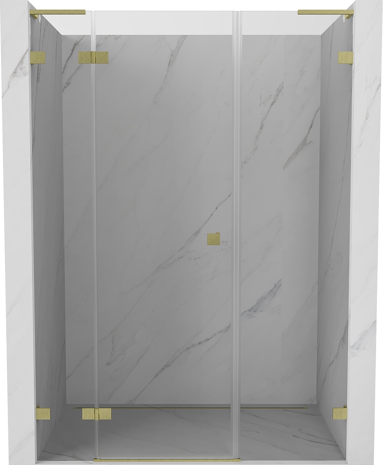 Mexen Lunar L drzwi prysznicowe uchylne lewe 130 cm, transparent, złote szczotkowane - 834SL-130-050-55-00-L