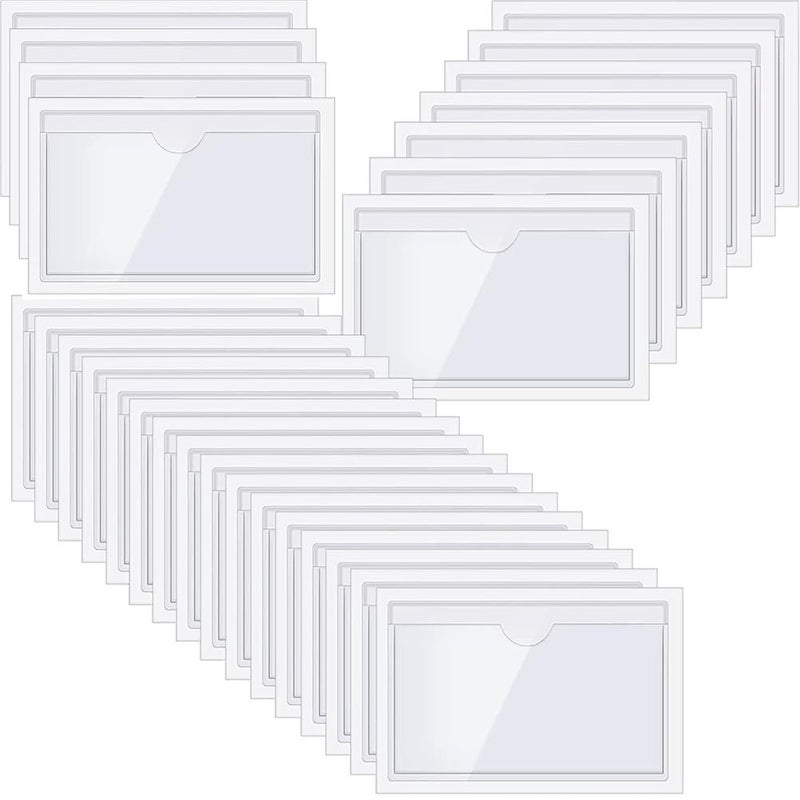 36 samoprzylepnych uchwytów na etykiety w opakowaniu, 6 x 10 cm, okienko do etykietowania, samoprzylepny uchwyt na wizytówki, klejący, przezroczysty,