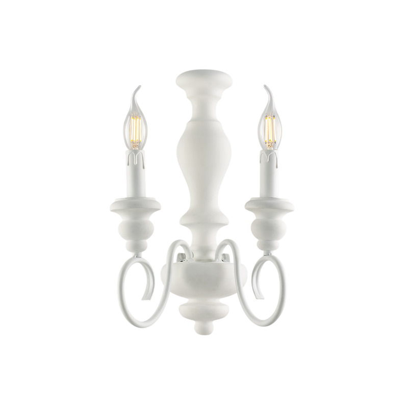 Applique in legno e ferro laccato bianco shabby 2 luci H.40 - L.25 - P.18