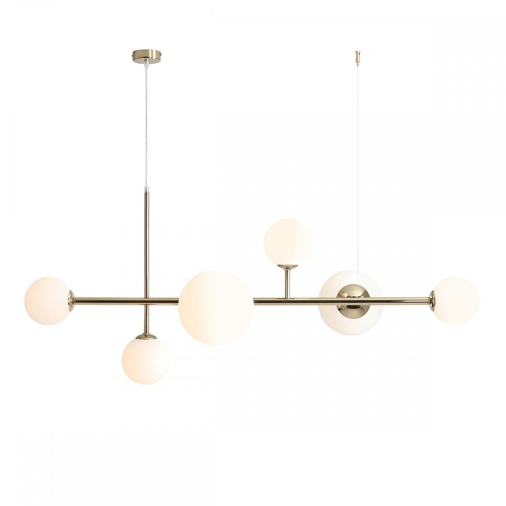 Lampa wisząca Dione złoto-biała 6xE14 / E27x15W wym: 110 x 130 x 62 cm szkło Aldex