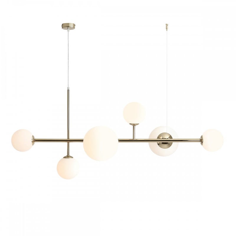 Lampa wisząca Dione złoto-biała 6xE14 / E27x15W wym: 110 x 130 x 62 cm szkło Aldex