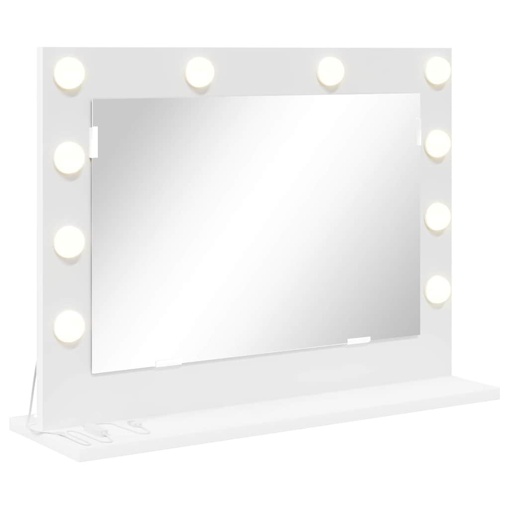 Lustro do Toaletki Prostokątne z Oświetleniem LED z Ramą 60x45 cm Białe