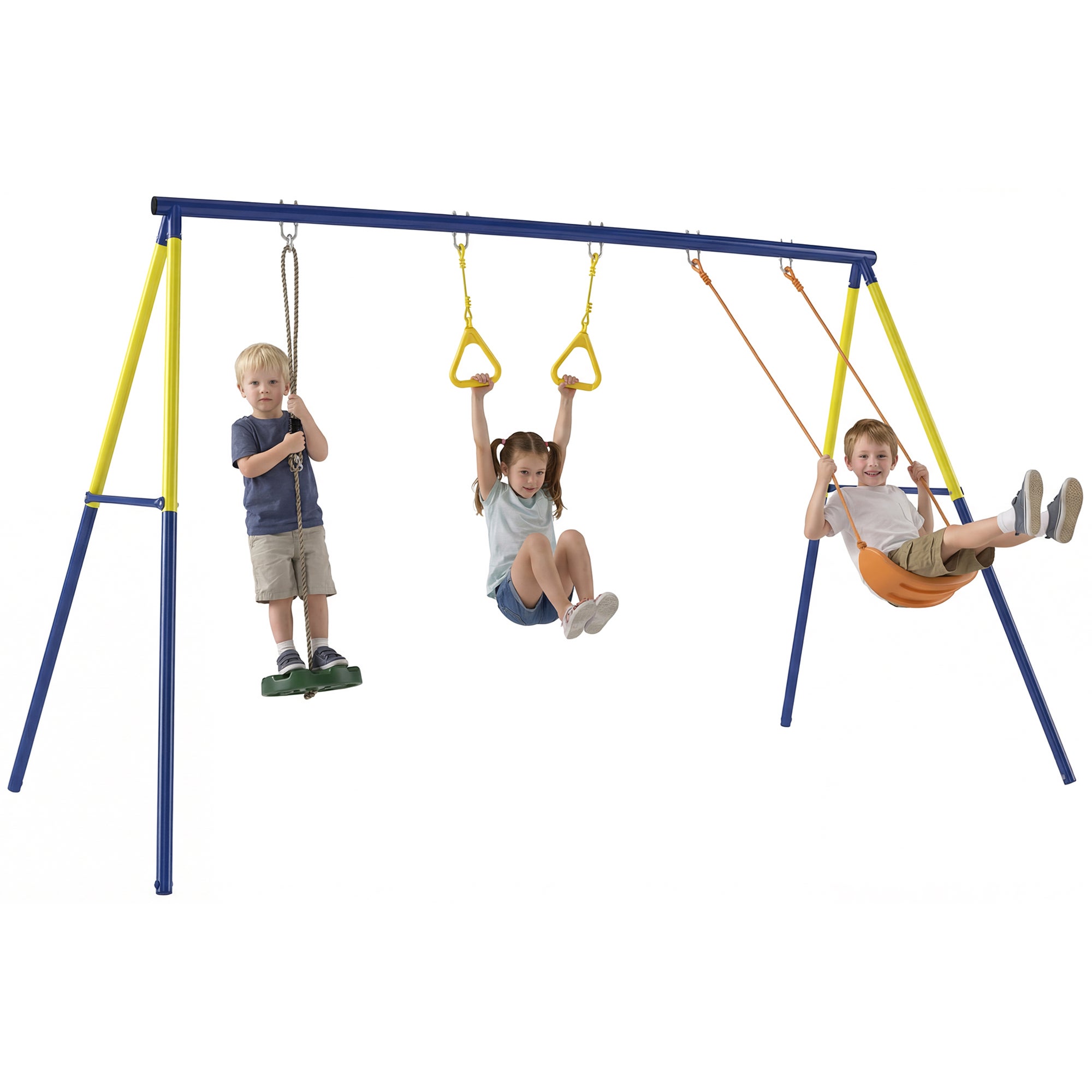 3 w 1 Zewnętrzny Dzieci Huśtawka Arch, siedzisko huśtawki, 2 Gymnastics Rings i Disc Huśtawka