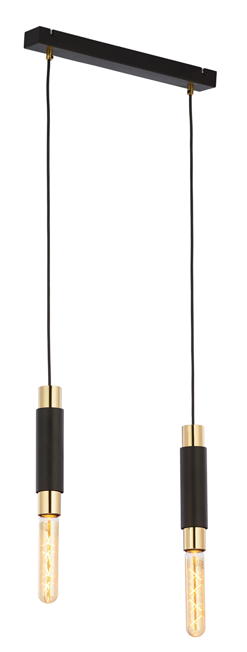 LILE lampa wisząca 2xE27 Jupiter czarny/złoty E27 40x6x29-60 cm 1 szt.