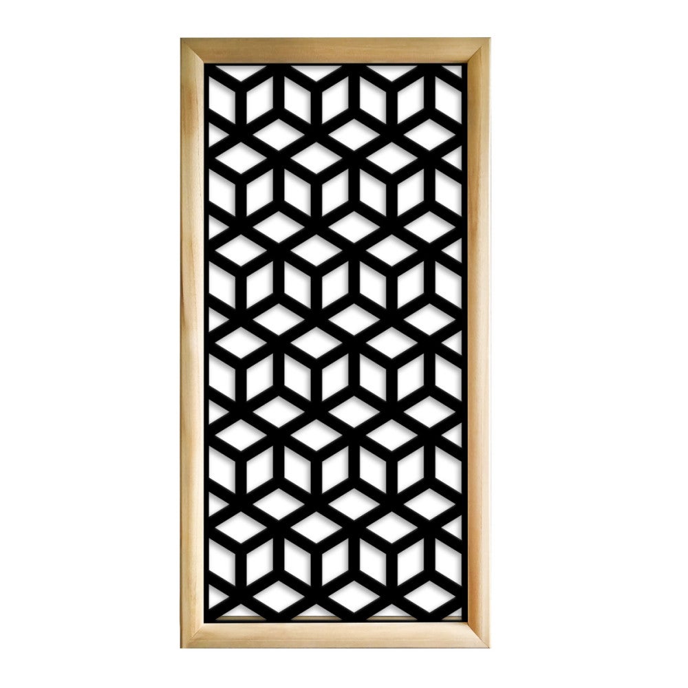CUBE - Prostokątne moduły dekoracyjne z drewna i PVC - Rozmiar 73x148 cm - Grubość 64 mm - Kolor wewnętrzny CZARNY