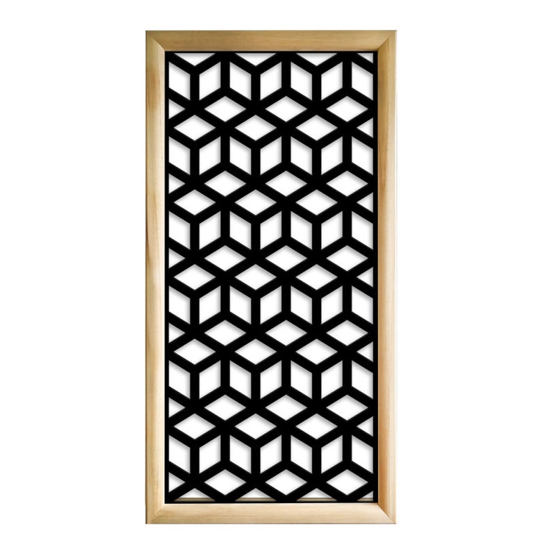 CUBE - Prostokątne moduły dekoracyjne z drewna i PVC - Rozmiar 73x148 cm - Grubość 64 mm - Kolor wewnętrzny CZARNY