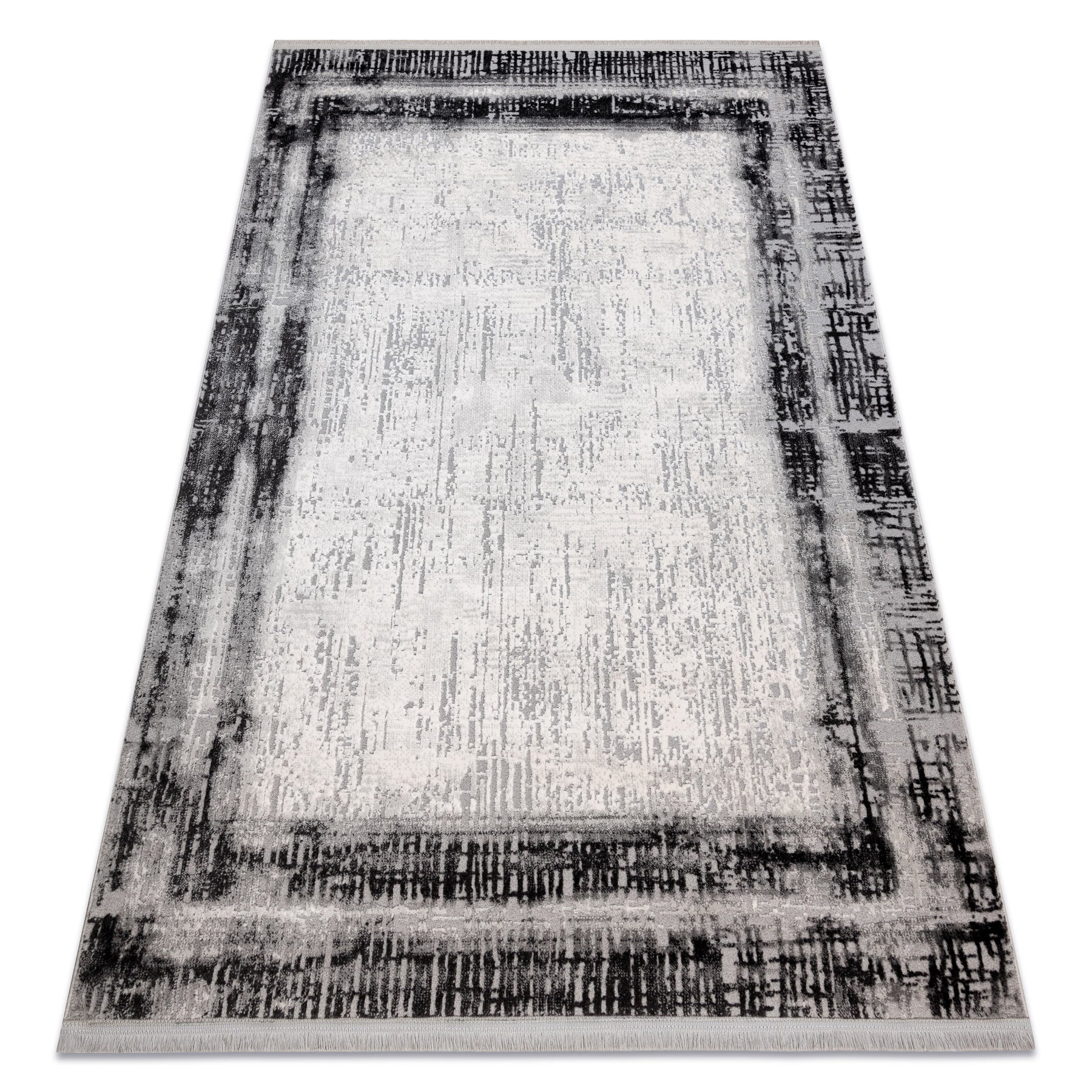 Dywan TULS nowoczesny, strukturalny, frędzle 51235 Vintage, przecierany, ramka antracyt 120x170 cm