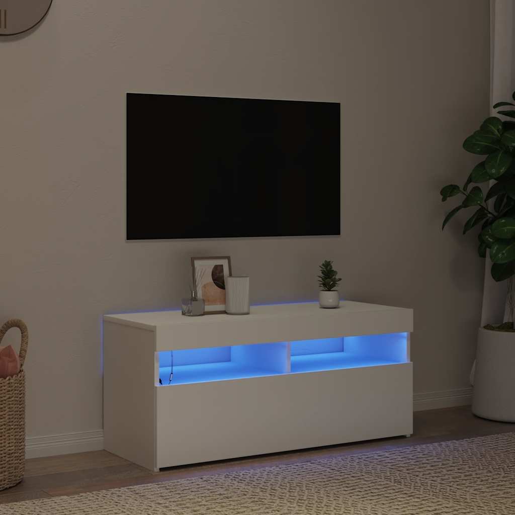 Meble TV VidaXL 90x35x40 cm z białymi światłami LED