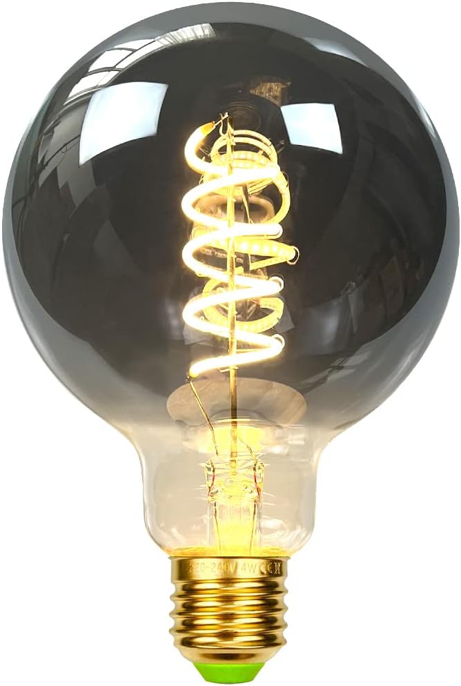 Żarówki LED Vintage 4W, ściemnialne, szkło dymione, 2700K, ciepła biel, gwint Edisona, gwint E27, 220/240V, żarówki dekoracyjne G95 [klasa energetyczn